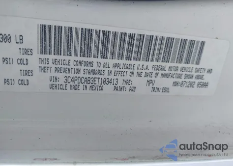 2014 Dodge Journey Se z USA, uszkodzony, nr VIN 3C4PDCAB3ET103413